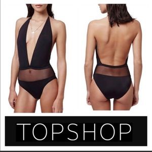 NWOT Topshop Black Mesh One-Piece 🖤